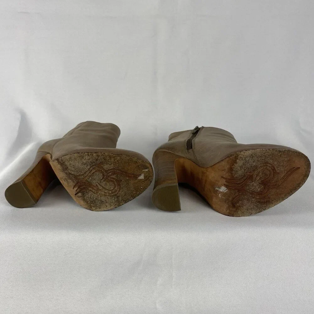 Jean-Michel Cazabat Leather Ankle Boots Zip Block Heel Brown Shoes Sz 6/36